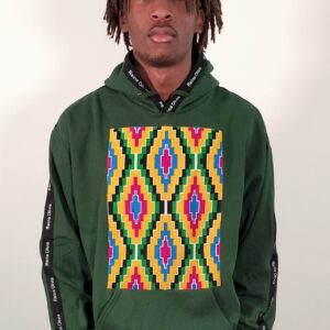 Sweat Shirt à Capuche, Coton, Manches Longues, Hommes, Femmes, Couleur Verte, Imprimer Africain.