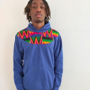 Sweat Shirt à Capuche, Hommes, Femmes, Bleu, Imprimer Africain.