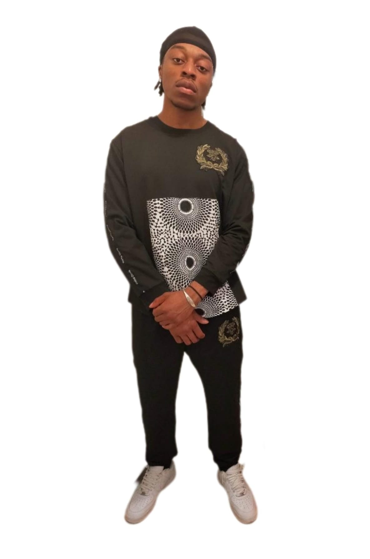 Ensemble Sweat Shirt, Couleur Noire, Imprimer Africain.